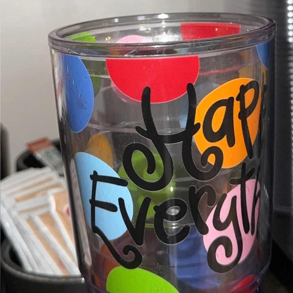 TERVIS happy everything Coton Colors plastic 24oz tumbler cup w/polka dots